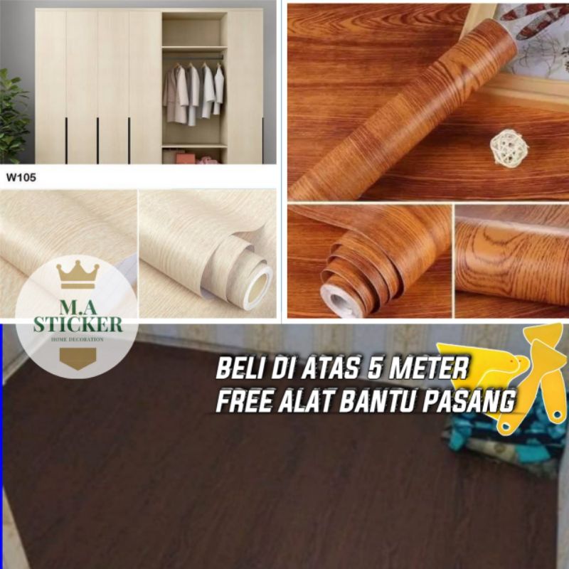 Stiker / Sticker Motif Kayu 120cm x 50cm PVC Sheet Sticker Pelapis Furniture Lemari Meja Taco Sh