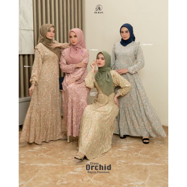 [COD] ARRAFI TERBARU ✓ Dres Rayon Premium / Dress Rayon Motif bunga / Dress Orchid Terbaru by AR RAF