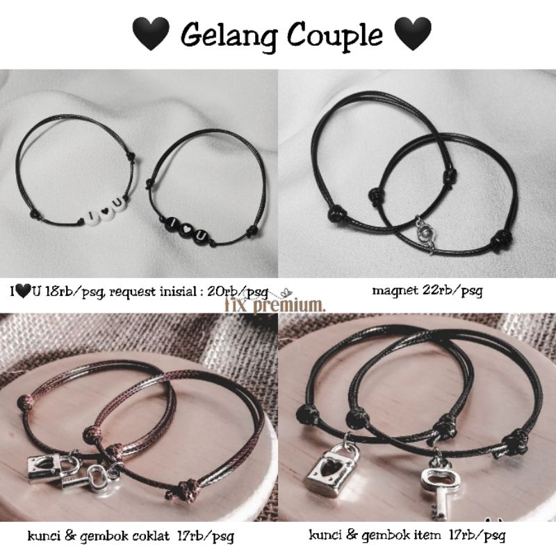 Gelang Couple Kunci & Gembok, Inisial, Magnet