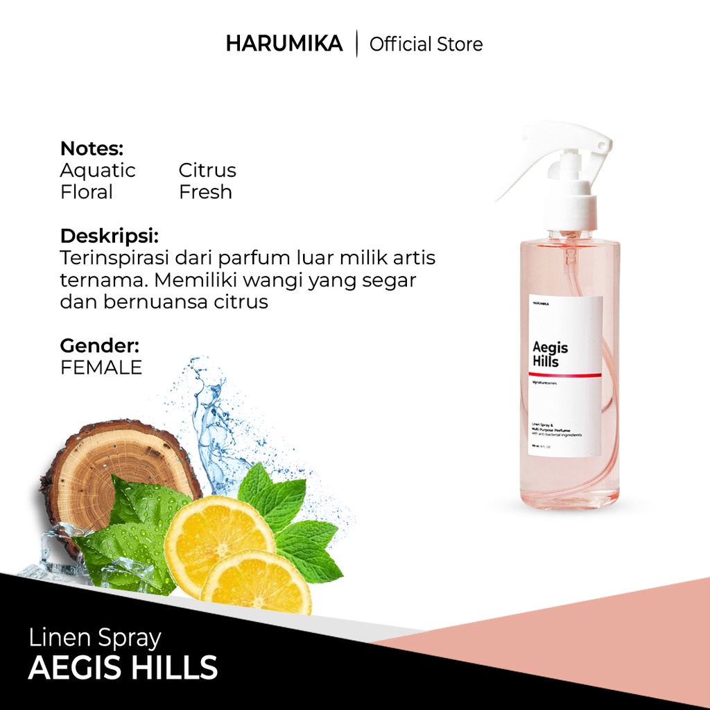 HARUMIKA AEGIS HILLS 250ml LINEN SPRAY ANTI BACTERIAL