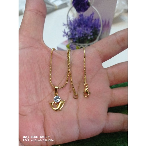 gratis cincin kalung titanium set liontin perhiasan wanita murah