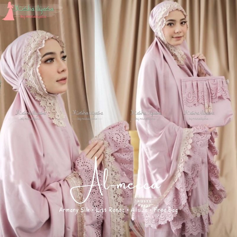 100% ORI - Mukena Al Mecca by Yusha Ilyasa Bahan Silk - Mukena Mewah Lebaran
