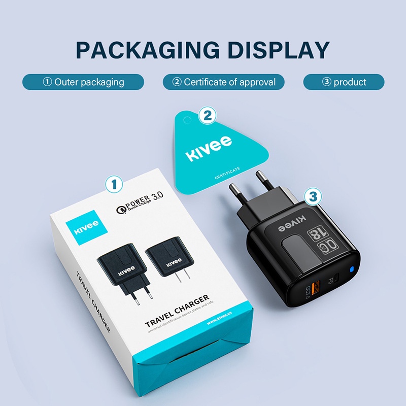 KIVEE charger oppo fast charging Quick 3.0 original Wall Charger 18w samsung xiaomi Garansi 1 tahun-8