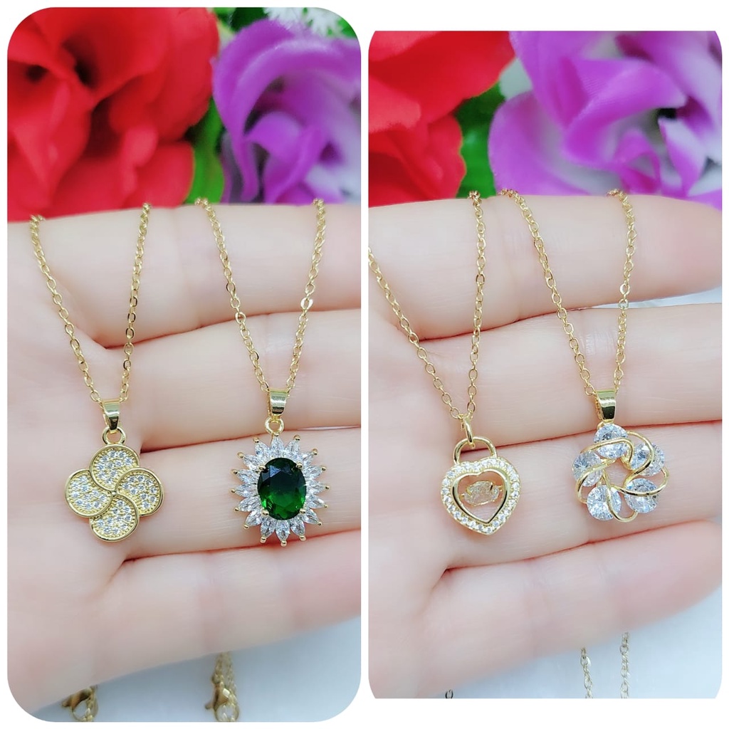 Kalung titanium permata perhiasan fashion 0433-0436