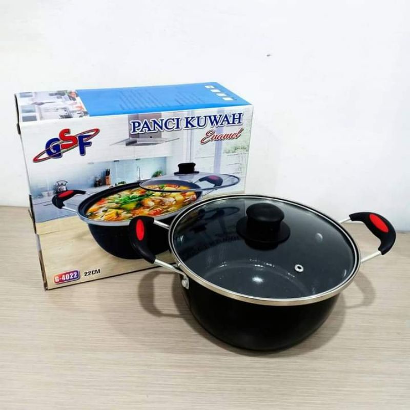PANCI KUAH  GSF 22CM ENAMEL ANTI LENGKET / PANCI SERBAGUNA / PANCI ENAMEL / PANCI KUAH/ PANCI GSF / 
