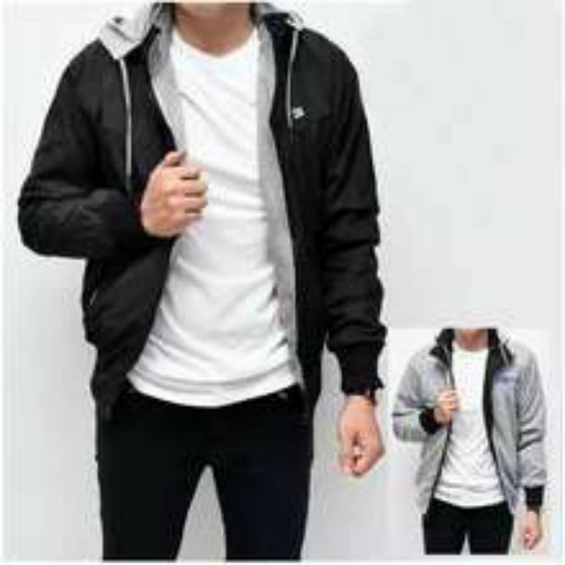 JAKET BOLAK BALIK PRIA BB DC 2in1 PARASUT FLEECE ALL SIZE FIT TO XL