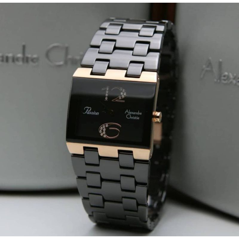 Jam tangan wanita alexandre christie AC2881 keramik original