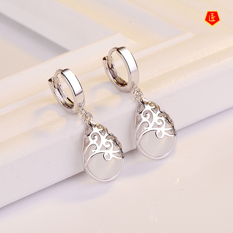 [Ready Stock]Fashion Seiko Opal Totem Silver Earrings