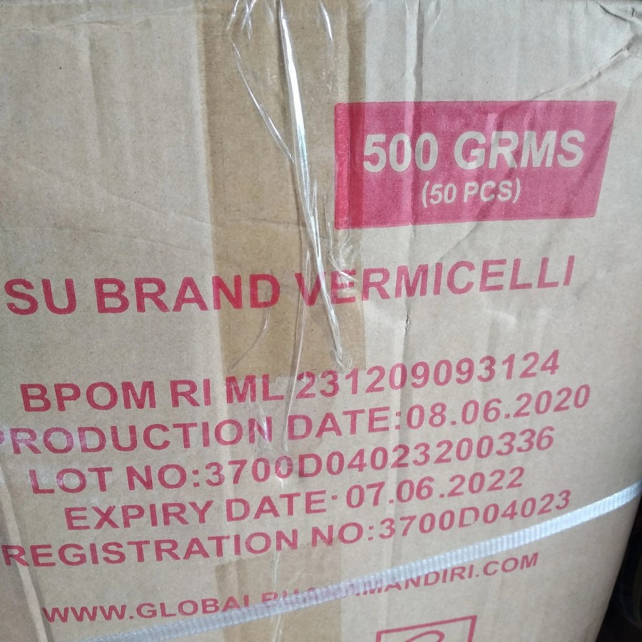 

Soun Sohun Naga Vermicelli SU Brand 500gr / 1/2 kg x 50 pcs 1 Dus 25kg Longhou Lungkow Longkou 500 gram