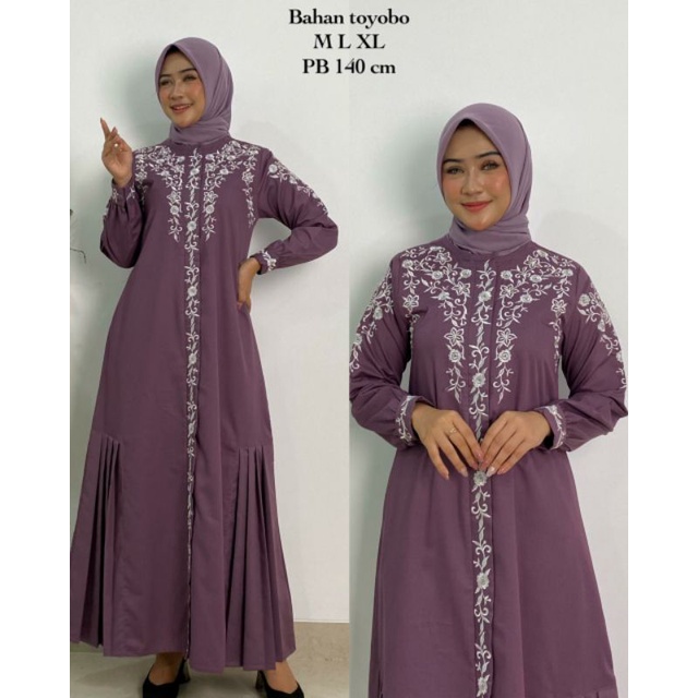 Gamis Ridd Toyobo Bordir Premium / Gamis Toyobo / Fashion Muslim Terbaru / Gamis Bordir Dewasa