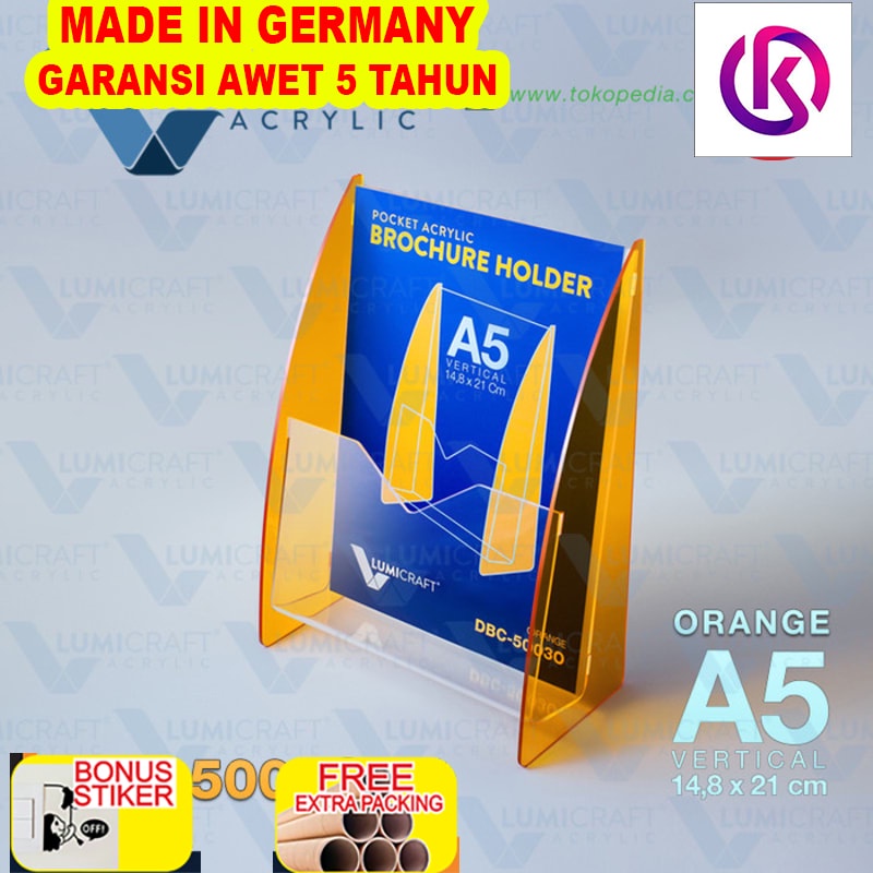 

Grosir Brochure/Brosur Holder/Stand Acrylic/Akrilik Pocket Orange - A5