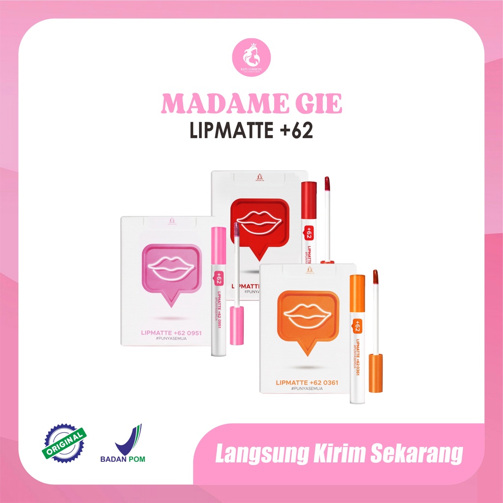 MADAME GIE LIP MATTE +62/MAKE UP LIPSTICK/LIP CREAM (PER PCS)