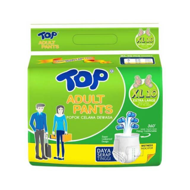 Top Adult Pants XL10 Popok Dewasa XL 10 Diapers Pampers Celana