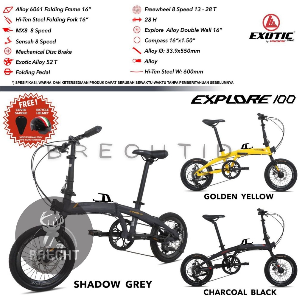Sepeda Lipat Folding Bike Exotic Explore 100 Alloy 8 Speed