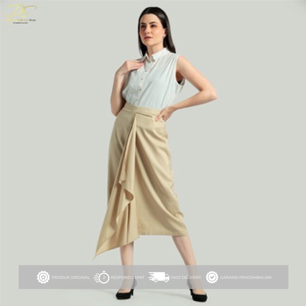 DS Shop - Alaya Skirt Cream | Rok wanita bawahan rok serut crinkle rok korea style premium quality