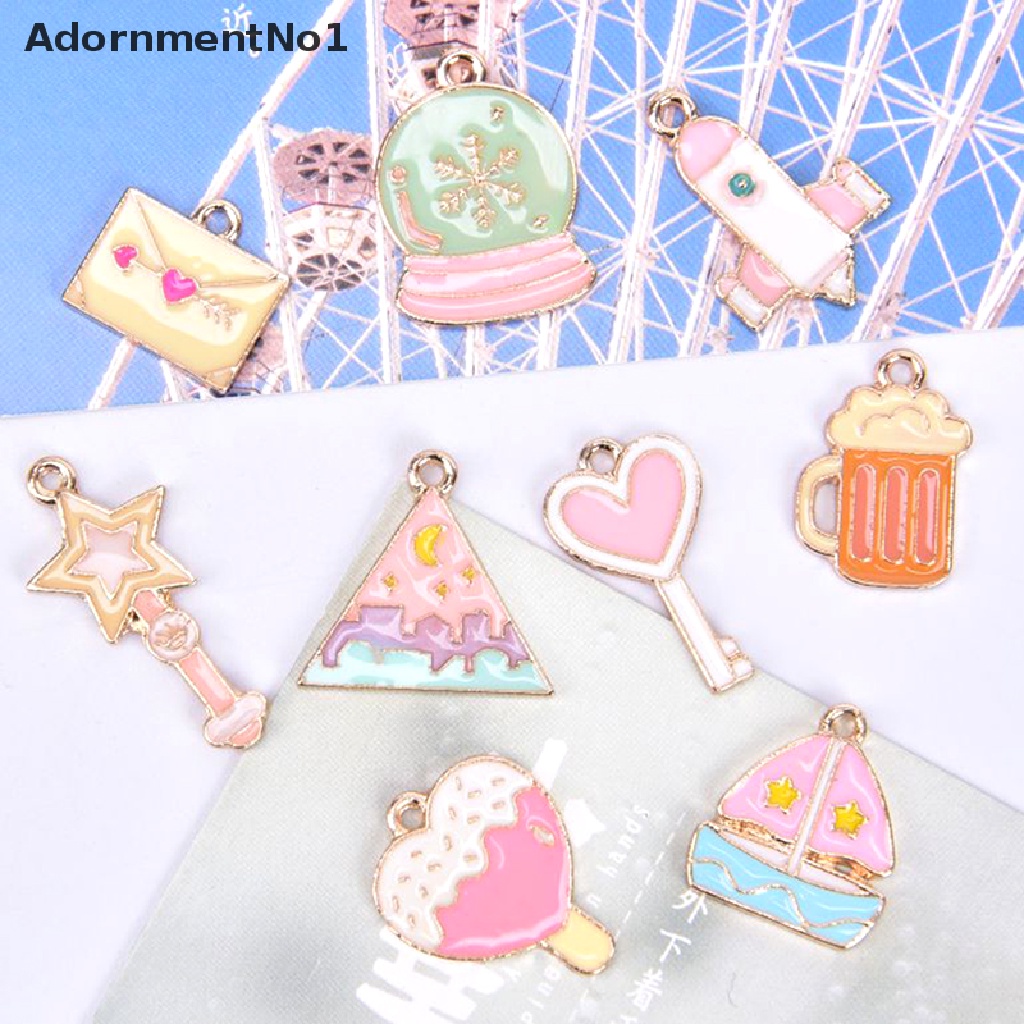 (AdornmentNo1) 10pcs / Set Liontin Enamel Alloy Bentuk Roket / Bintang / Kapal Untuk DIY Craft / Perhiasan