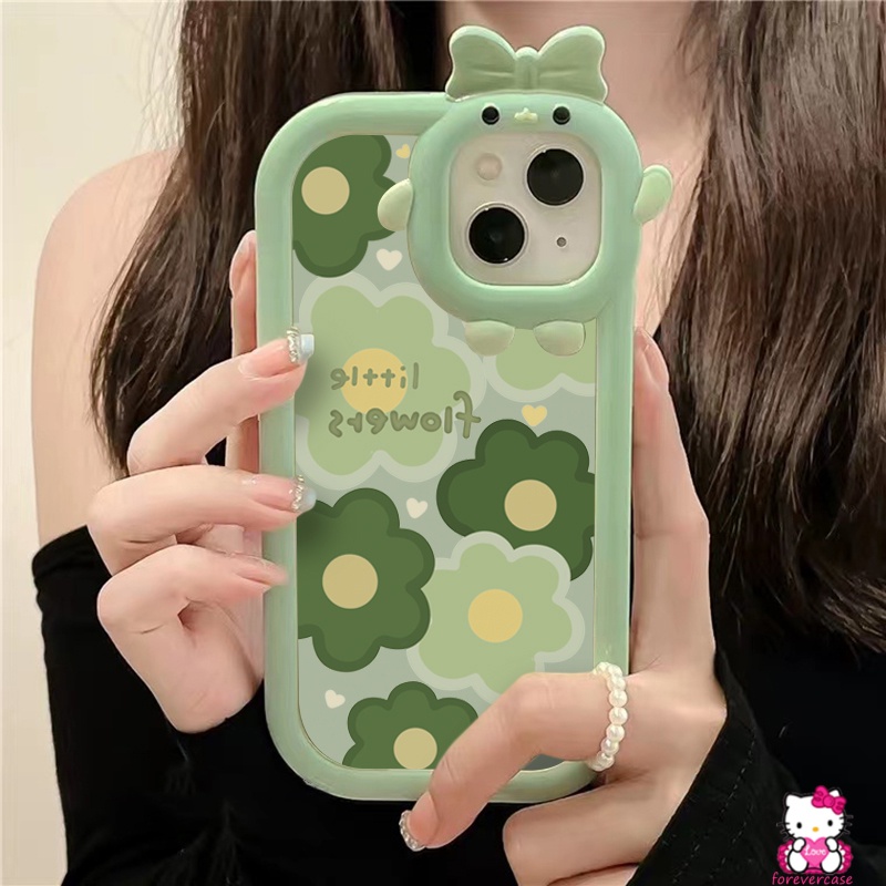 Case Motif Bunga Hijau 3D Untuk Vivo Y35 Y22 Y12i Y15 Y21 Y15s Y15A Y01 Y50 Y30 Y17 Y20 Y33S Y21S Y12s Y12s Y21S Y20S Yt Y21S Y21Tn-21T Yt1