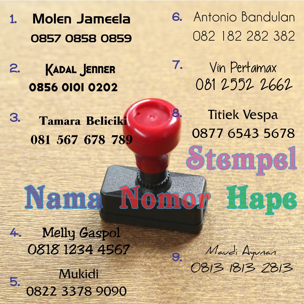 

stempel nama nomor kontak nota marketing hp flash otomatis indostamp