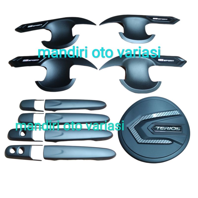 Paket outer handle tank cover lis carbon all new terios 2021 GR Sport outer handle keyless hitam var