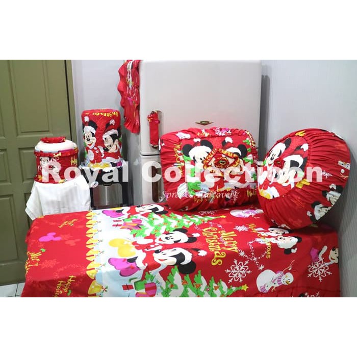 Jual KITCHENSET   SET TAPLAK MEJA MAKAN MICKEY NATAL MERAH Limited