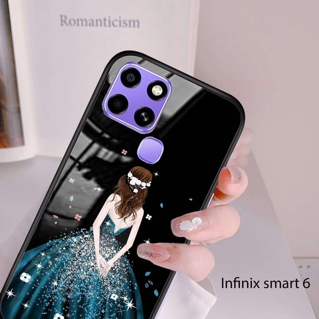 [M6] Case Glass INFINIX SMART 6 - Case hp - Casing hp - Kesing Kilau- Kesing handphone - Case handphone -  Infinix Smart 6 Case -Anime Dress INFINIX SMART 6 - casing handphone - INFINIX SMART 6 - pelindung handphone - INFINIX SMART 6