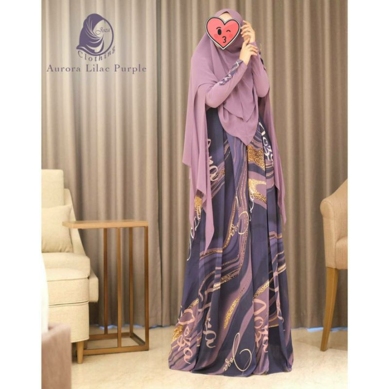 Aurora Lilac By Joza Clothing  Gamis Syari Premium ( set khimar)