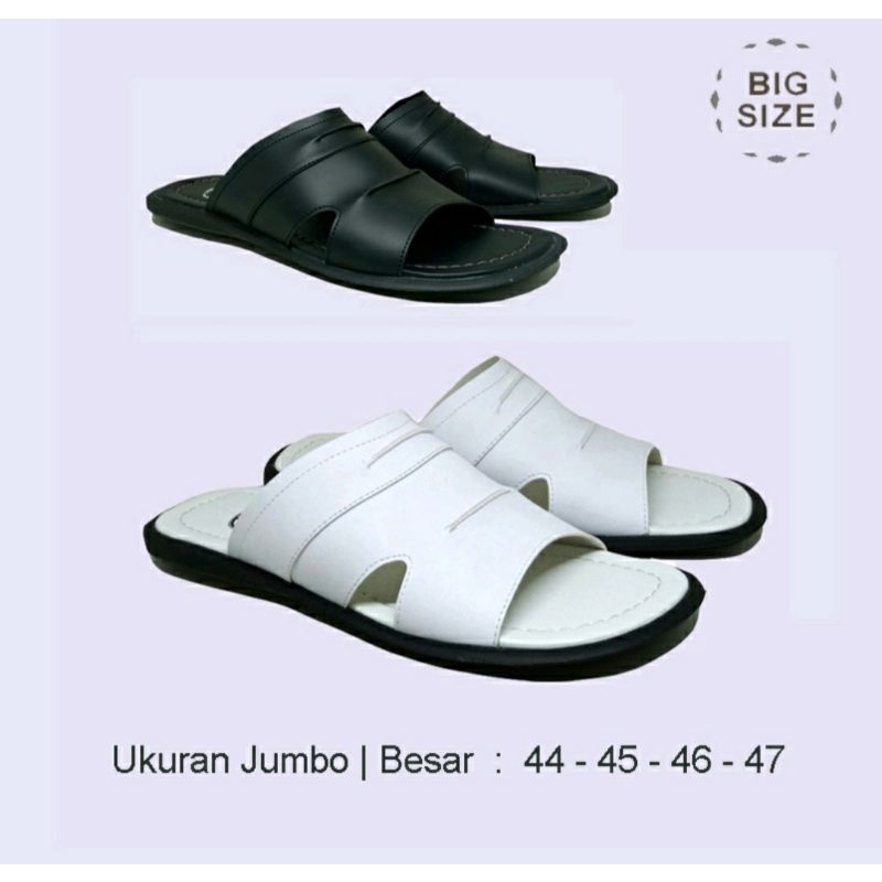 Sandals Pria Big Size 44-47 Sendal Kulit JUMBO Ukuran Besar - Kokop Slide Bapak Jumbot 45, Original