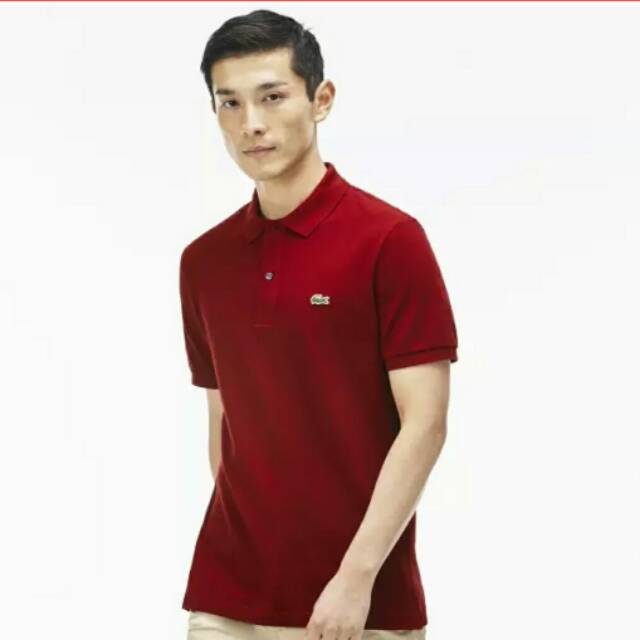 LACOSTE Mens Classic Polo Shirt Maroon