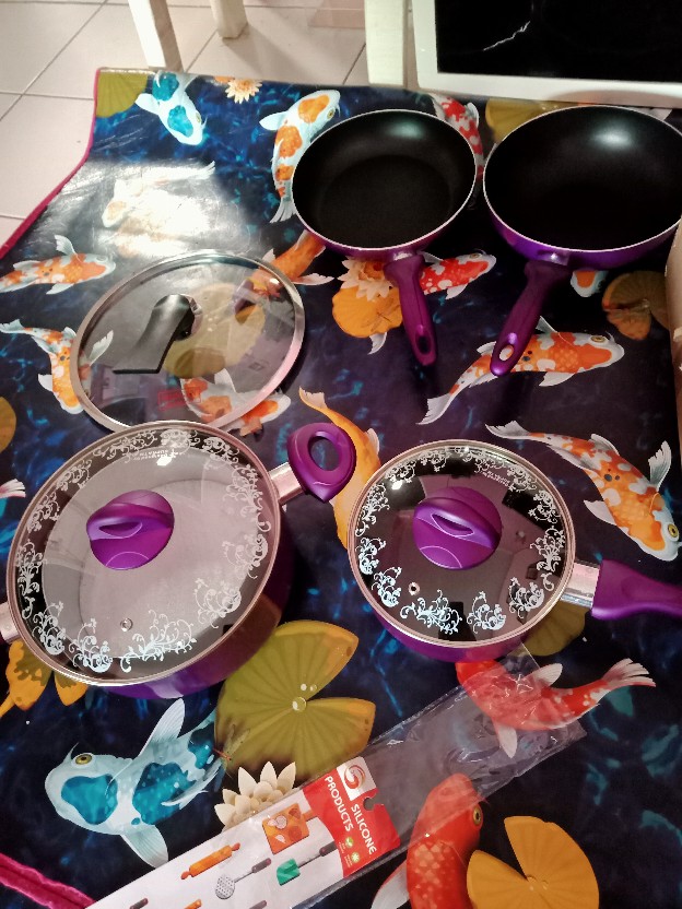 Panci Set / Wajan Set / Cookware 7pcs Supra - Ice Flower Ungu