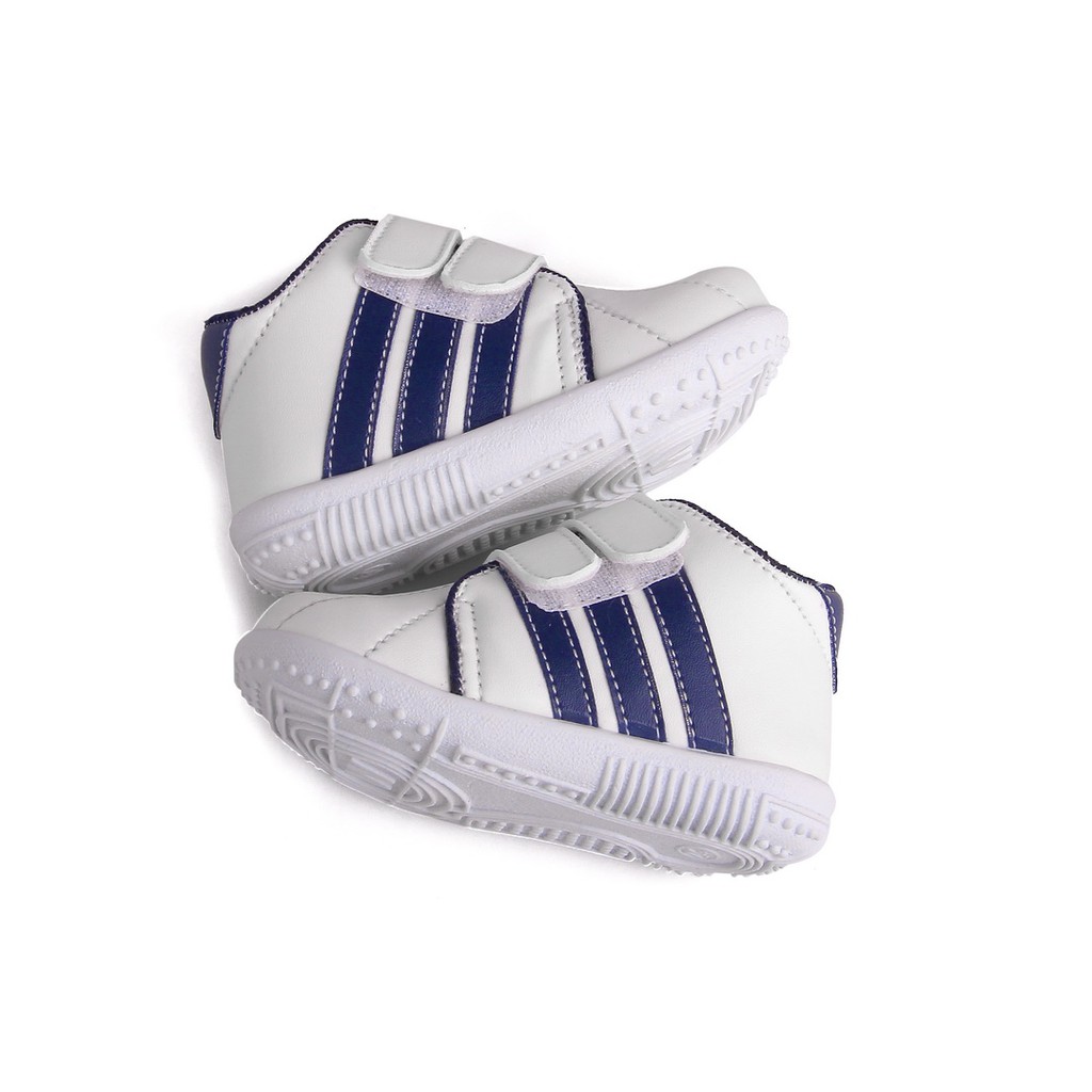 sepatu anak cowok strip navy bunyi cit MCL