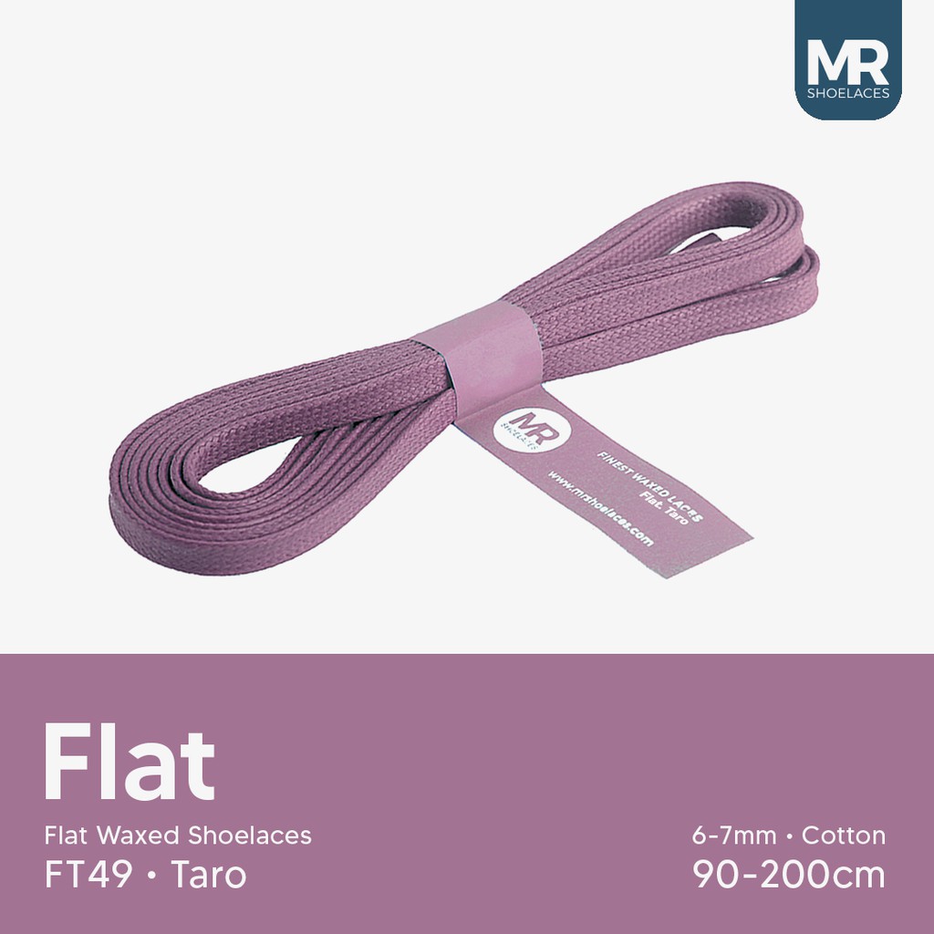MR Shoelaces FT49 Taro - Tali Sepatu Lilin 6-7mm Gepeng Flat Pipih (Waxed Laces) 90cm 100cm 120cm 150cm 200cm - untuk Sneakers - Premium Shoelace