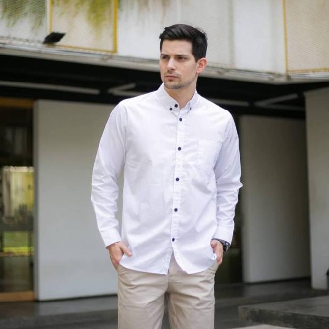 Kemeja Polos Putih Lengan Panjang Shanghai / Kemeja Pria