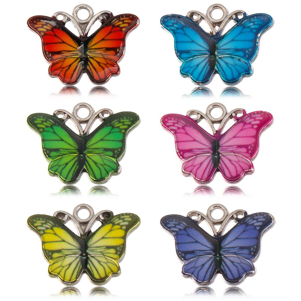 R-flower 10PCS Butterfly Pendant Fashion DIY Aksesoris Handmade Kalung Anting Crafting