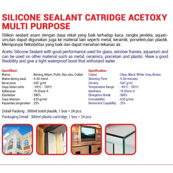 Lem Sealant Dextone Multi Purpose Silicone Sealent Bisa Indoor Outdoor Serba Guna Merekat Semua Material