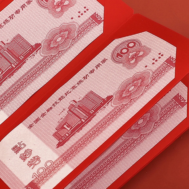 6 Slots/Set 2022 Creative New Year Folding Foil Stamping Lucky Chinese Red Envelopes / Chinese Hongbao for Spring Festival