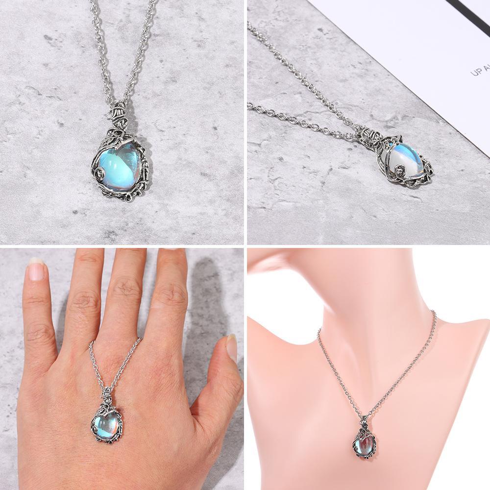 Solighter Moonstones Floral Kalung Pecinta Wanita Pria Pesta Cocktail Klavikula Necklace