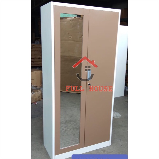 Lemari Pakaian Lemari Baju 2 Pintu besi kaca panjang dengan brankas anti rayap anti jamur termurah