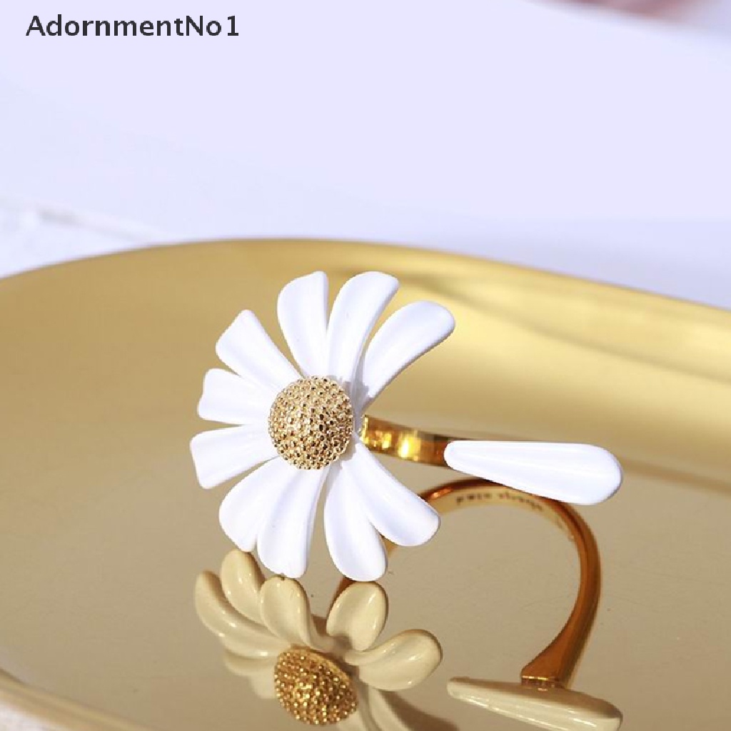 (AdornmentNo1) Cincin Terbuka Adjustable Gaya Boho Motif Bunga Daisy Untuk Perhiasan Wanita