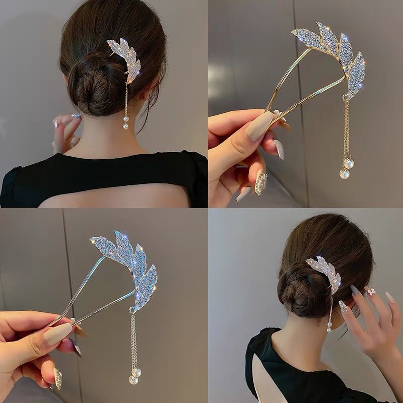 sirkam rambut sanggul wanita elegan premium full kristal zirkon bahan metal motif korea terbaru ori import