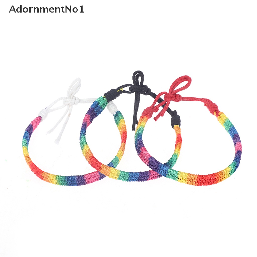 (AdornmentNo1) Lgbt Gelang Tali Anyam Handmade Warna Pelangi Untuk Pasangan / Pria / Wanita