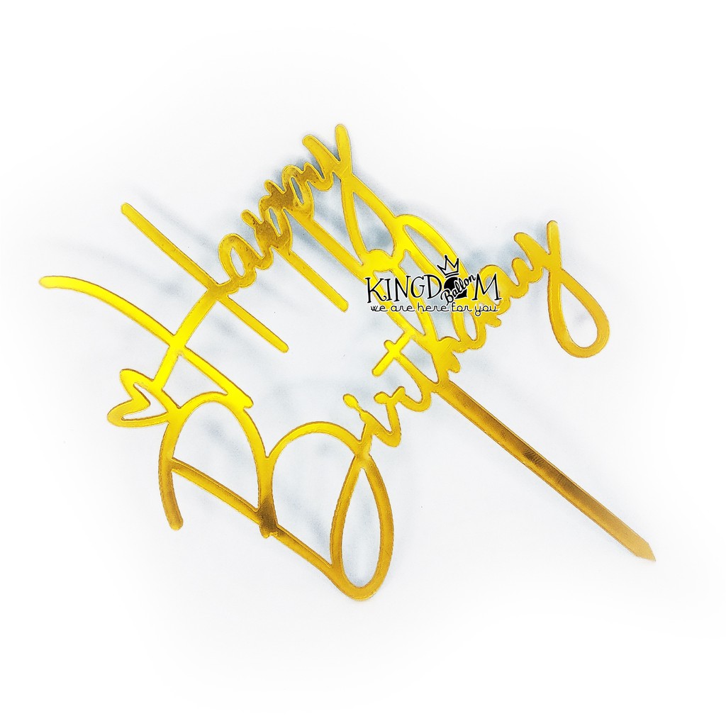 Cake Topper Happy Birthday Gold #24 / Topper Cake Dekorasi Kue Ultah