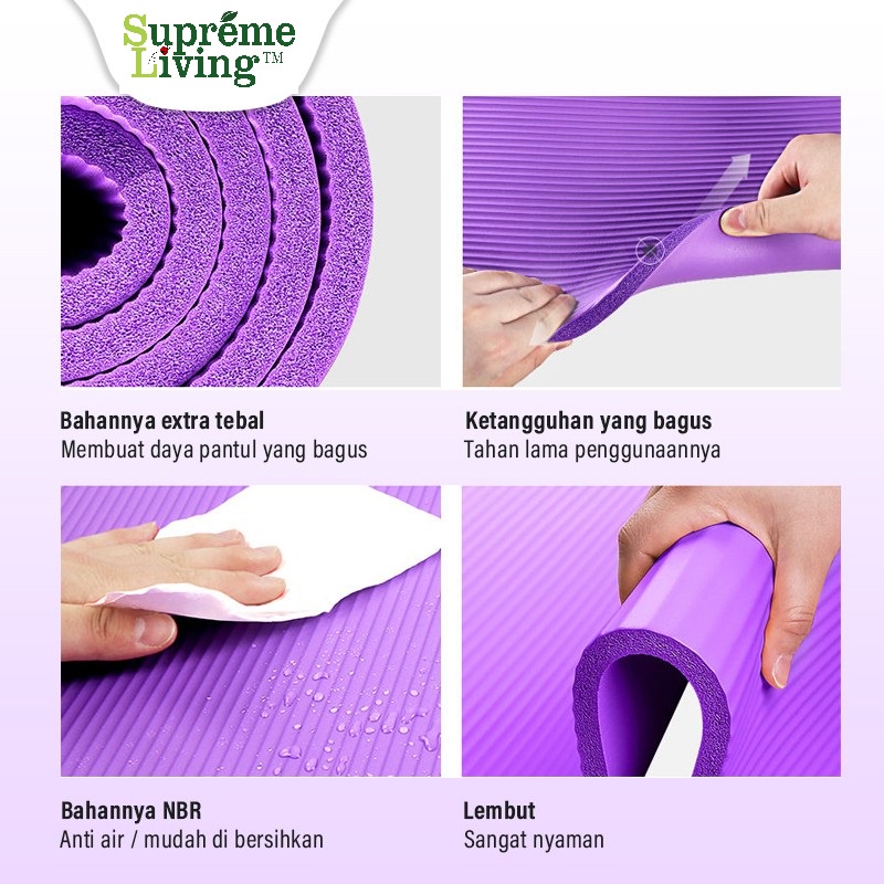 Matras Yoga Mat NBR 10mm gym Karpet Senam Yogamat Anti Slip FREE TAS