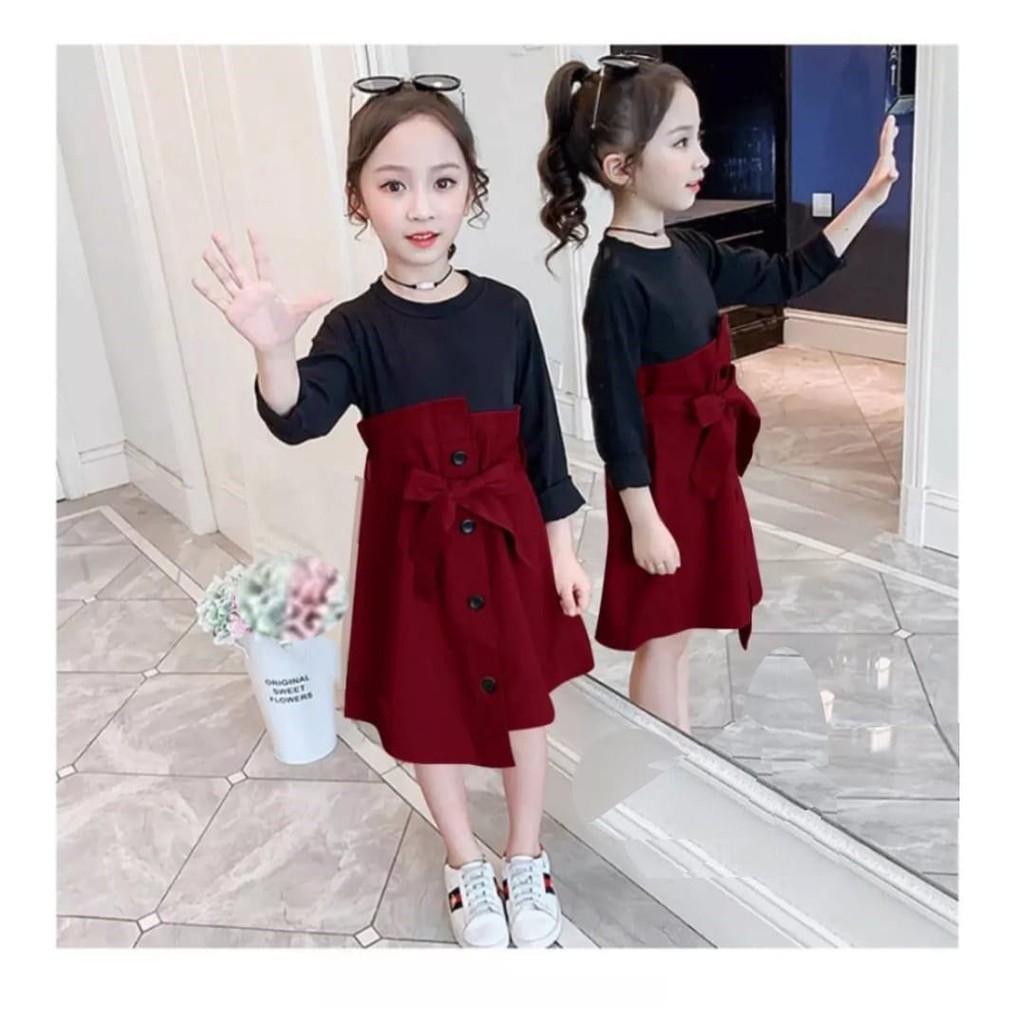 DRESS KIDS ARABEL / TERBARU / MAROON / KUNING / ARMY / CREAM