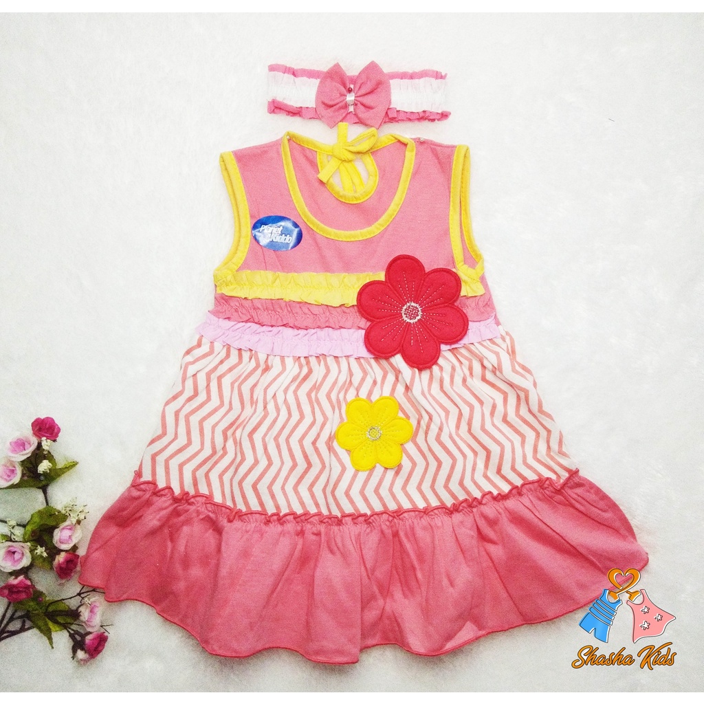 [S- 039] Baju Bayi Perempuan /Dress Bayi Perempuan Planet Kids  Murah 0-6 bln Bonus BANDANA &amp; Celana dalam Bayi