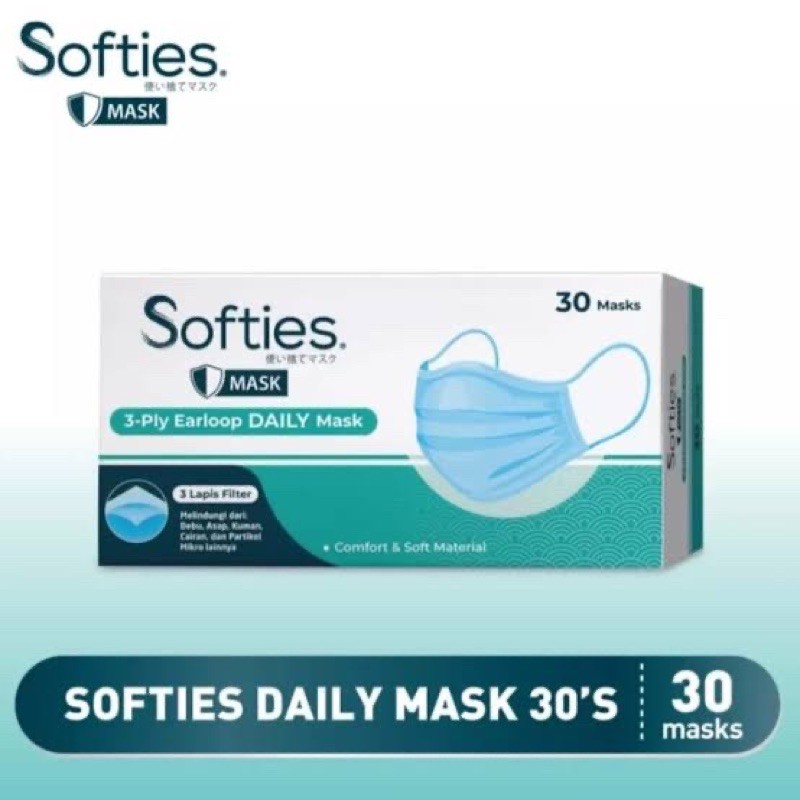 Masker Softies Earloop 3 ply Face Mask