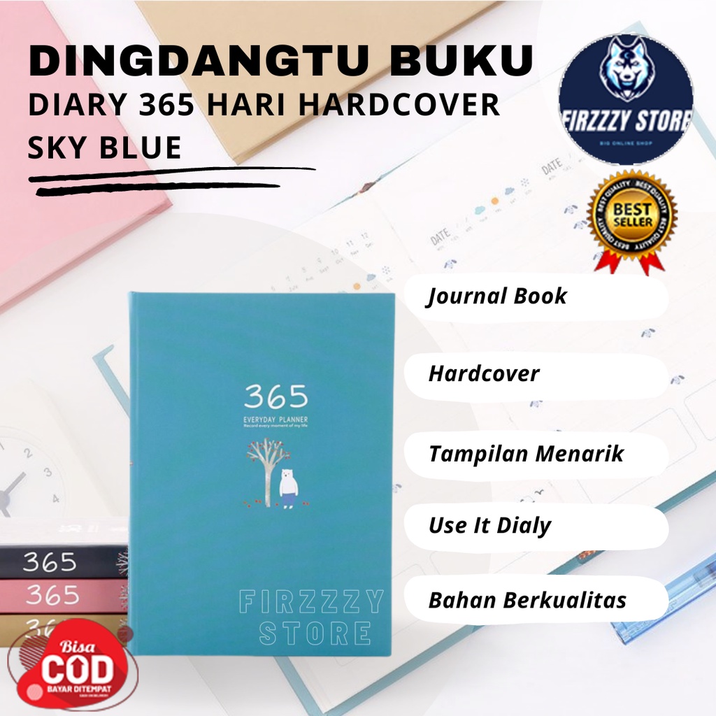 DingDangTu Buku Diary 365 Hari Hardcover Sky Blue