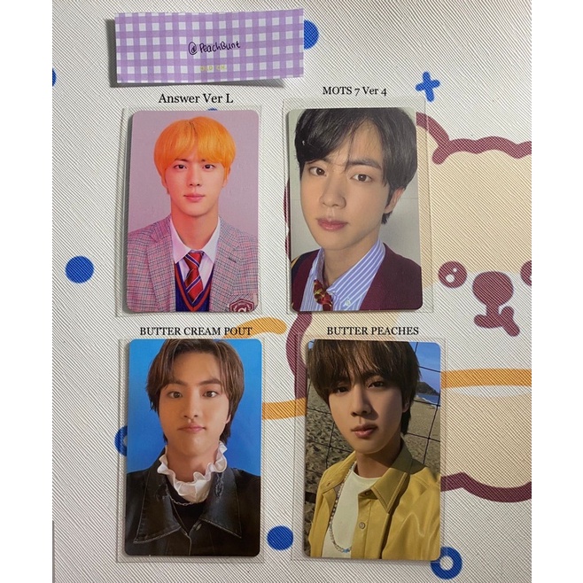 JIN PHOTOCARD ALBUM OFFICIAL - BUTTER CREAM POUT, BUTTER PEACHES, LY ANSWER VER L, MOTS 7 VER 4