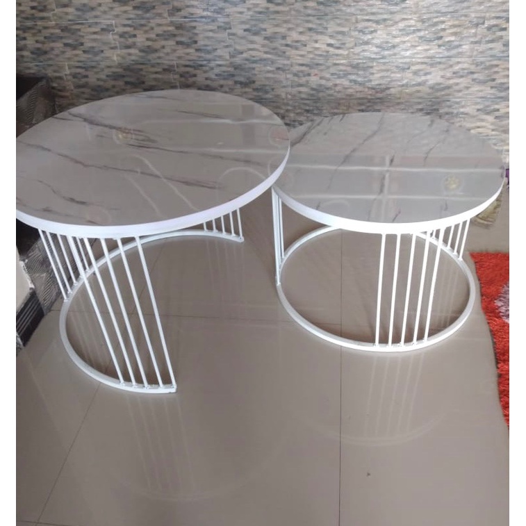 Meja Tamu Bundar Amara 1 SET / Meja Minimalis / Meja Teras / Coffe Table Ongir Murah