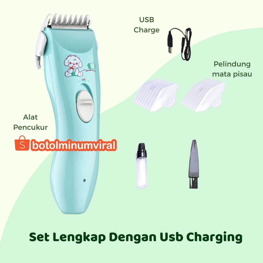 Alat Cukur Hair Clipper Trimmer Set Bayi Anak Rechargeable USB Impor Aman