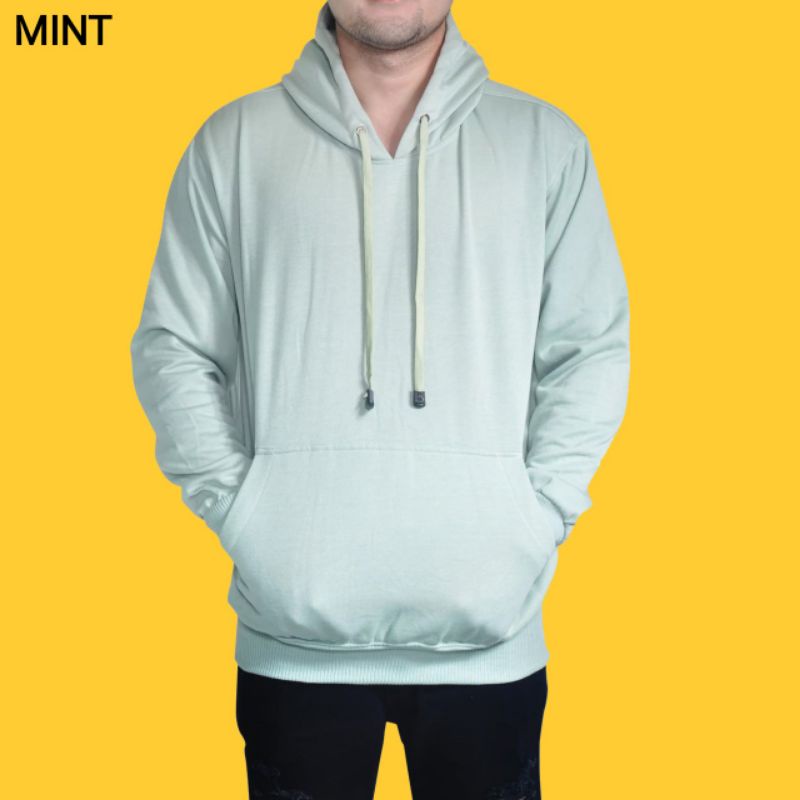 (promo) Jaket jumper hoodie polos L,XL,XXL pria wanita mint mjl store